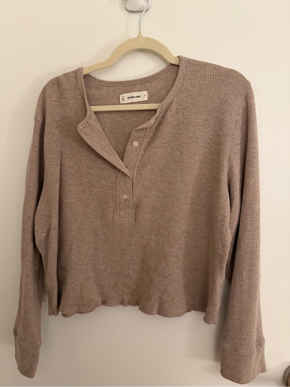 Everlane Taupe Waffle Long-Sleeve Henley